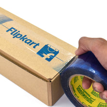 Roll of blue tape with Flipkart lLunchie Bunchie for shipping purposes.